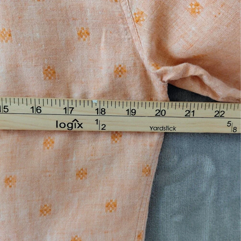 Carbon2Cobalt Linen Blend Button Up Shirt Women's Medium Peach Geometric Print - Picture 5 of 6